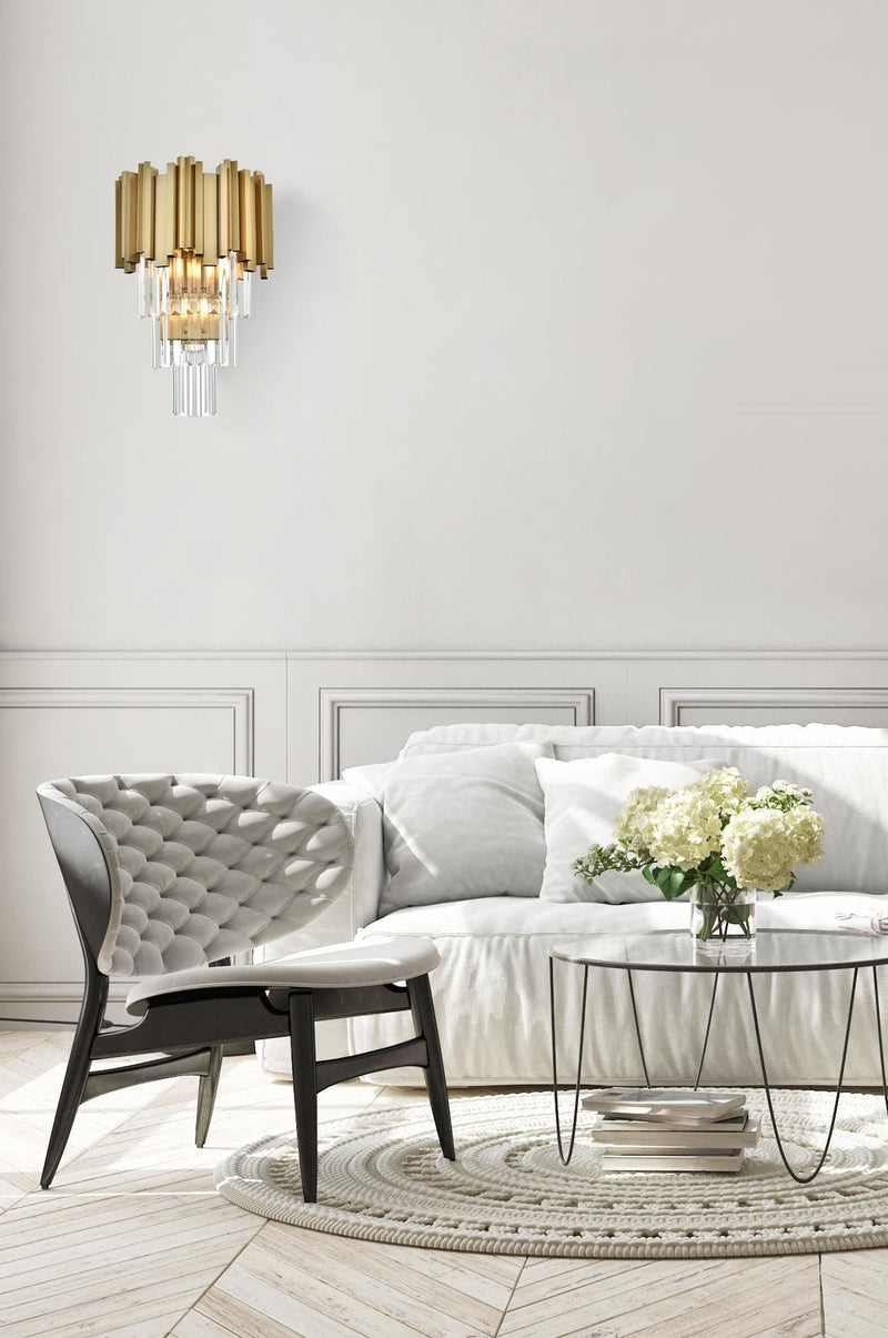 Willow 3-Light Wall Sconce in Satin Gold And Clear