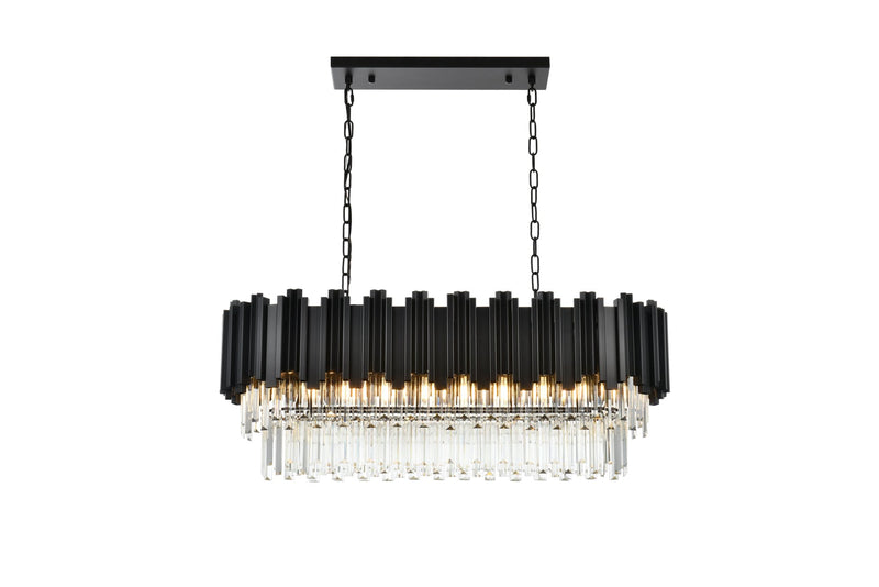Willow 9-Light 36" Linear Chandelier in Black And Clear