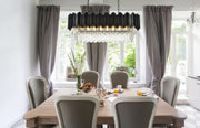 Willow 9-Light 36" Linear Chandelier in Black And Clear