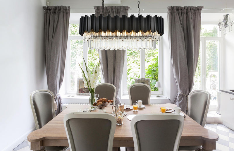 Willow 9-Light 36" Linear Chandelier in Black And Clear