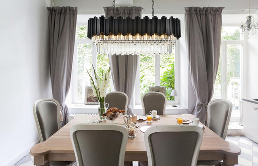 Willow 9-Light 36" Linear Chandelier in Black And Clear