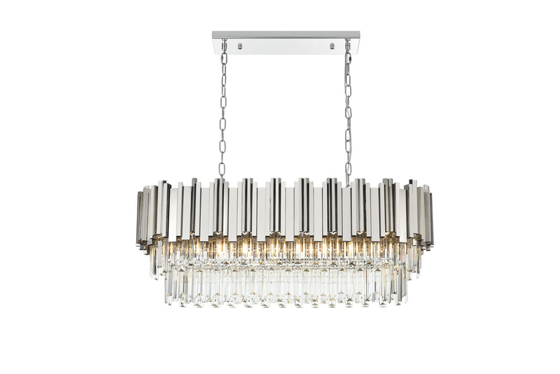Willow 9-Light 36" Linear Chandelier in Chrome And Clear