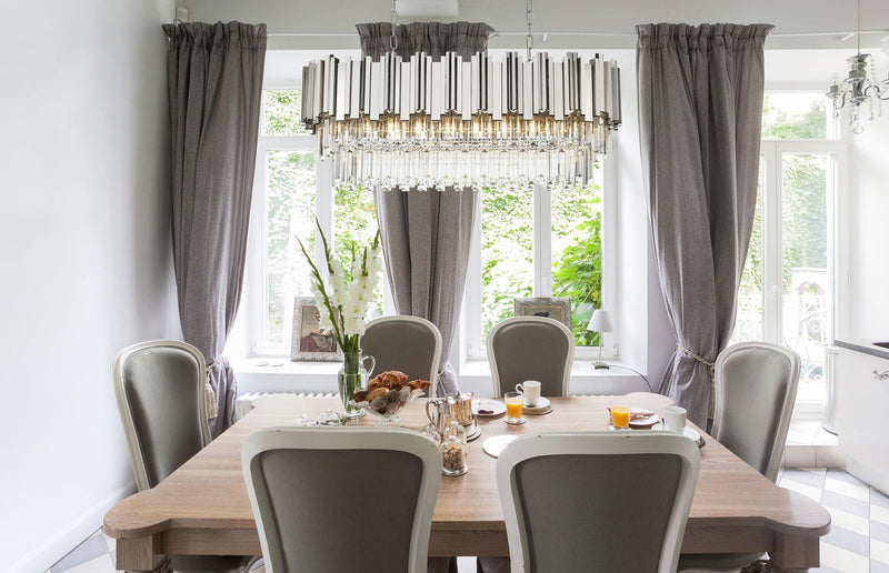 Willow 9-Light 36" Linear Chandelier in Chrome And Clear