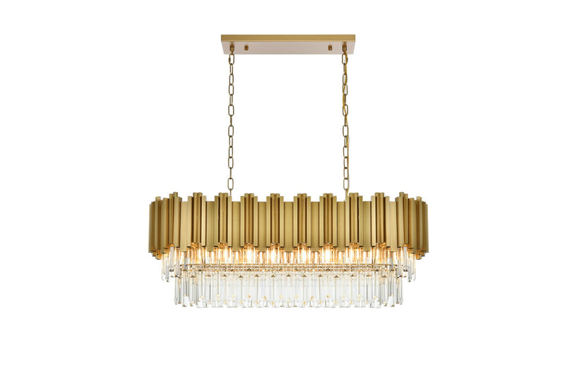 Willow 9-Light 36" Linear Chandelier in Satin Gold And Clear