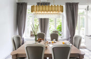 Willow 9-Light 36" Linear Chandelier in Satin Gold And Clear