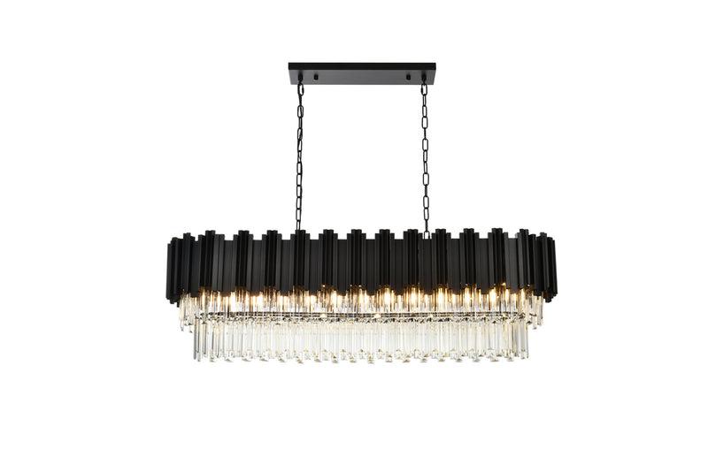 Willow 12-Light 47" Linear Chandelier in Black And Clear