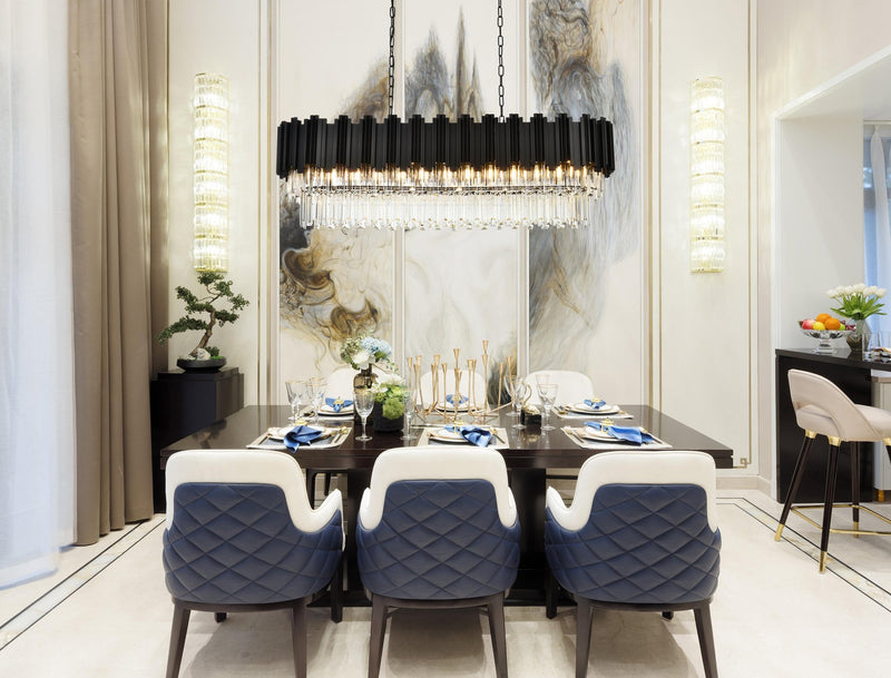Willow 12-Light 47" Linear Chandelier in Black And Clear