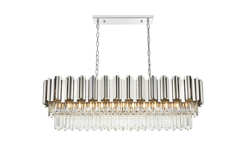 Willow 12-Light 47" Linear Chandelier in Chrome And Clear