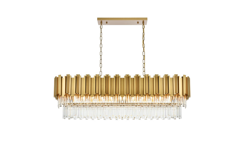 Willow 12-Light 47" Linear Chandelier in Satin Gold And Clear
