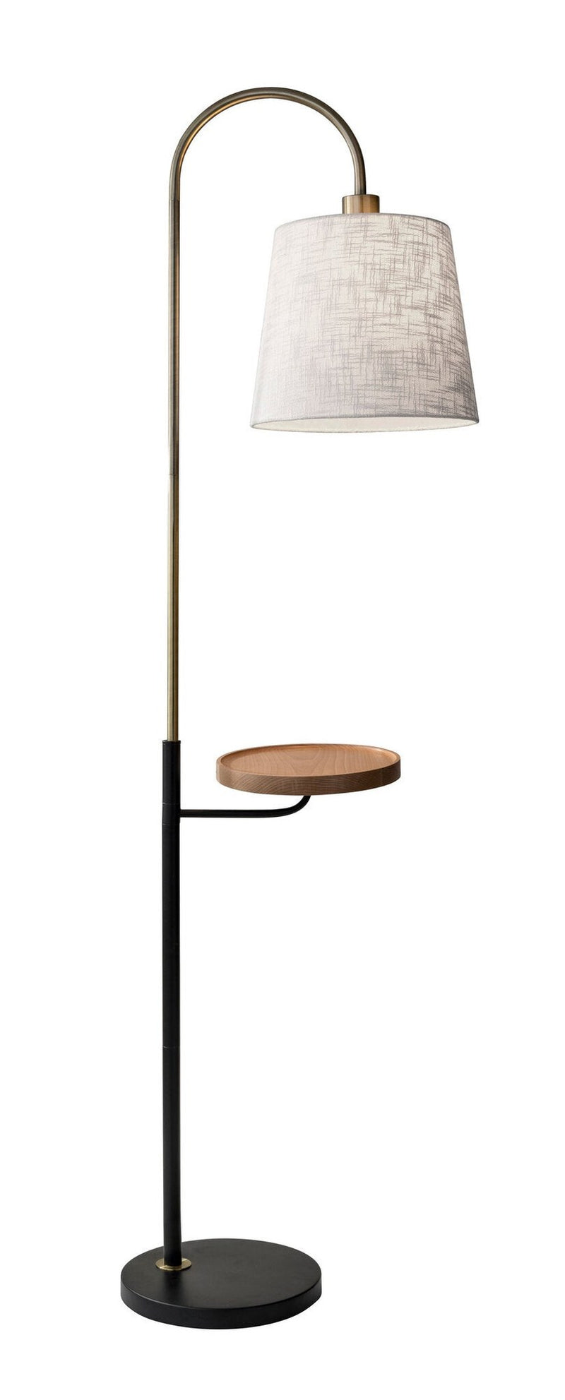 Jeffrey Floor Lamp with Table in Black/Antique Brass