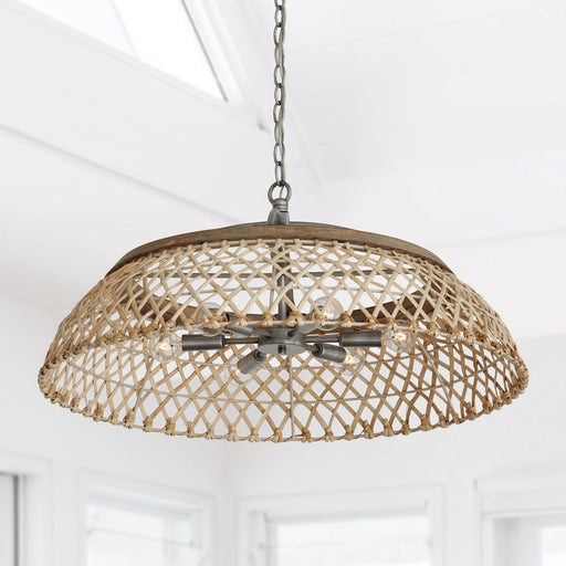 Rainey 6-Light Pendant in Grey Wash and Antique Nickel