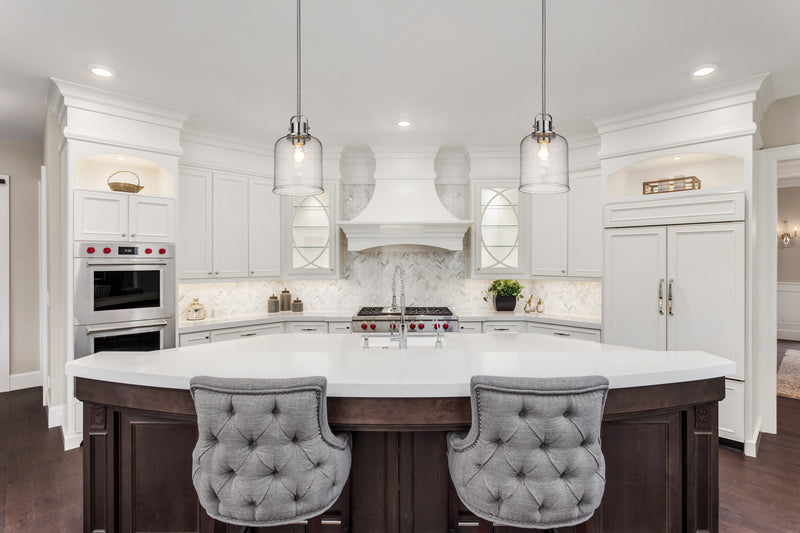 Kinsley 1 Light 8" Pendant in Chrome in a room setting