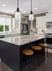 Kinsley 1 Light 8" Pendant in Matte Black in a room setting