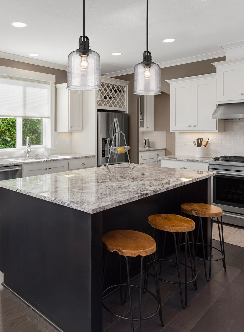Kinsley 1 Light 8" Pendant in Matte Black in a room setting