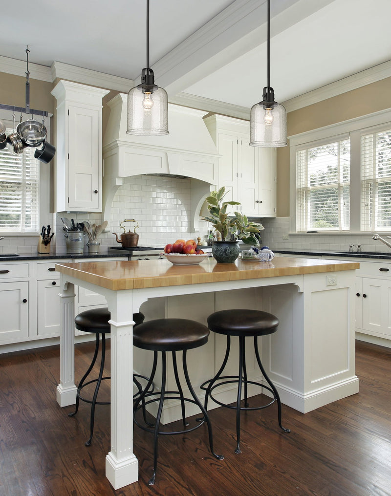Kinsley 1 Light 8" Pendant in Matte Black in a room setting