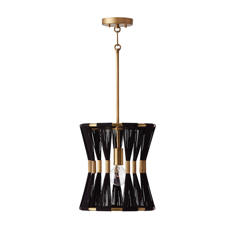 Bianca Pendant in Black Rope and Patinaed Brass