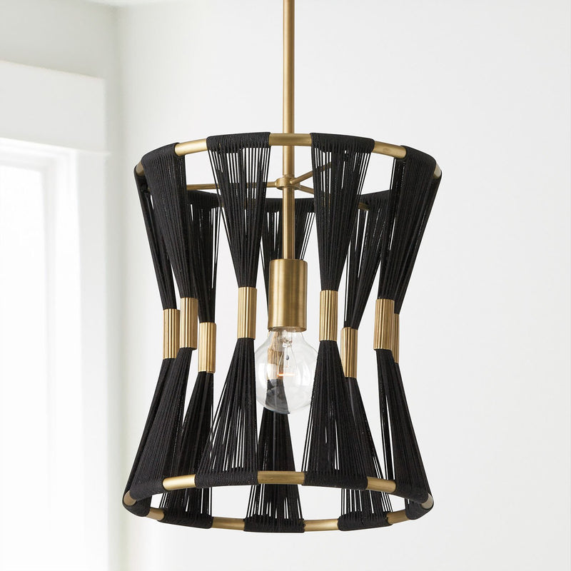 Bianca Pendant in Black Rope and Patinaed Brass