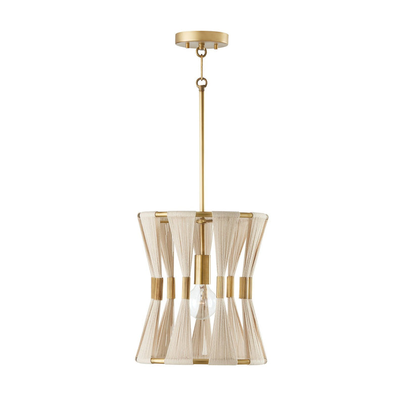 Bianca Pendant in Bleached Natural Rope and Patinaed Brass