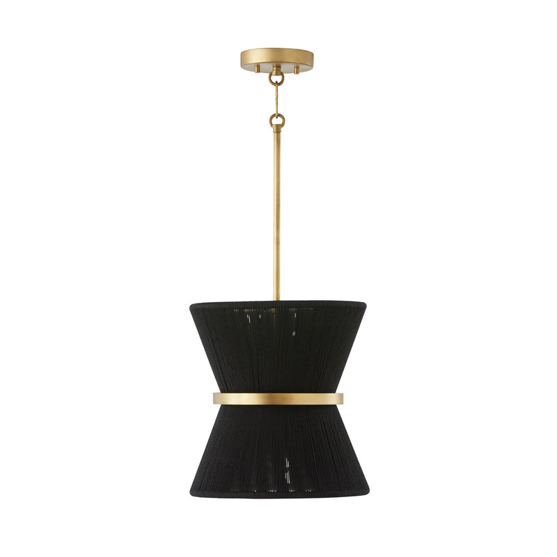 Cecilia Pendant in Black Rope and Patinaed Brass