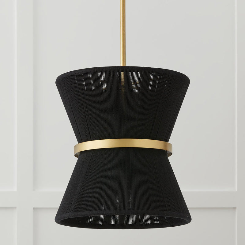 Cecilia Pendant in Black Rope and Patinaed Brass