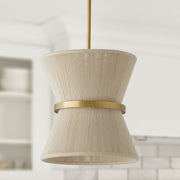 Cecilia Pendant in Bleached Natural Rope and Patinaed Brass