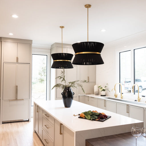 Cecilia 8-Light Pendant in Black Rope and Patinaed Brass