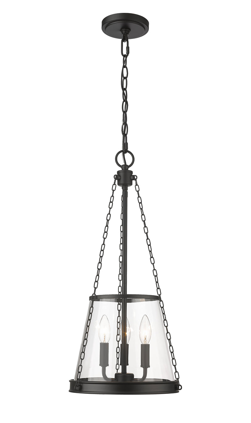 Prescott 3 Light 12" Pendant in Matte Black