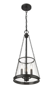 Prescott 3 Light 12" Pendant in Matte Black