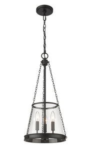 Prescott 3 Light 12" Pendant in Matte Black