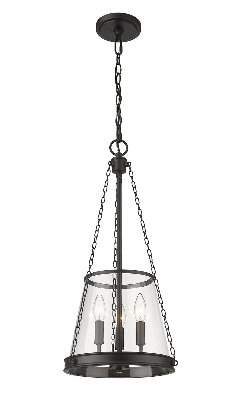 Prescott 3 Light 12" Pendant in Matte Black