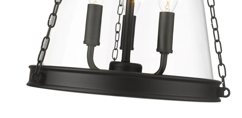 Prescott 3 Light 12" Pendant in Matte Black