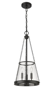 Prescott 3 Light 12" Pendant in Matte Black