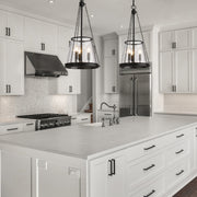 Prescott 3 Light 12" Pendant in Matte Black in a room setting