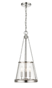 Prescott 3 Light 12" Pendant in Polished Nickel