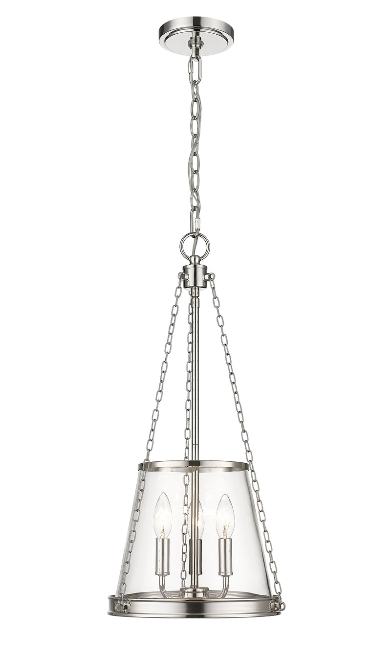 Prescott 3 Light 12" Pendant in Polished Nickel
