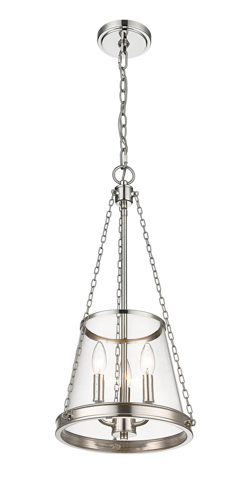 Prescott 3 Light 12" Pendant in Polished Nickel