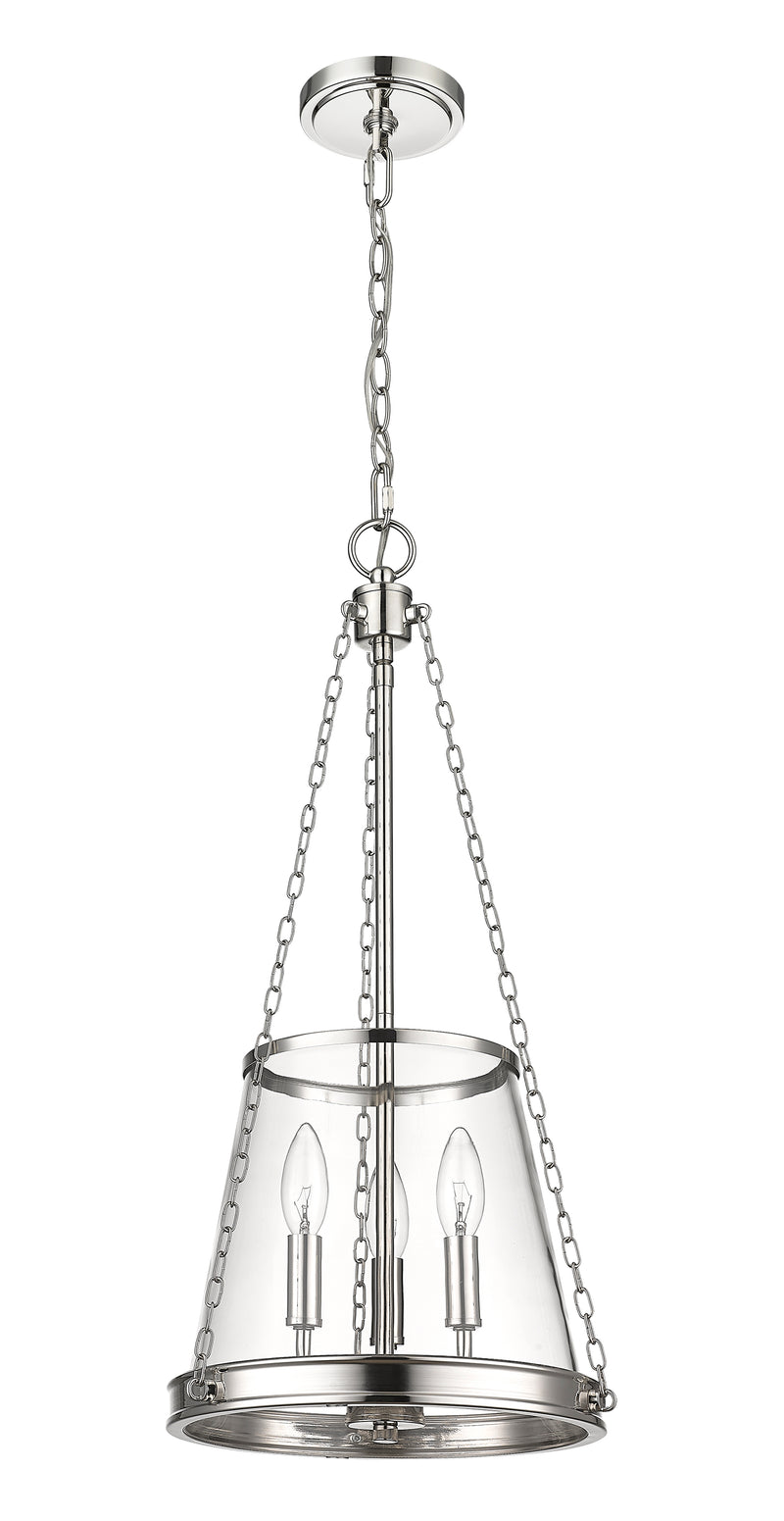 Prescott 3 Light 12" Pendant in Polished Nickel