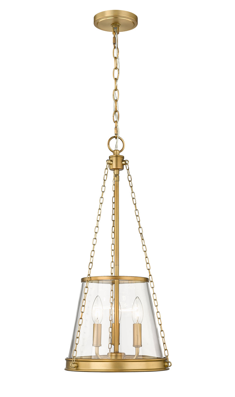 Prescott 3 Light 12" Pendant in Rubbed Brass