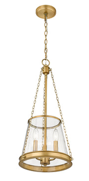 Prescott 3 Light 12" Pendant in Rubbed Brass