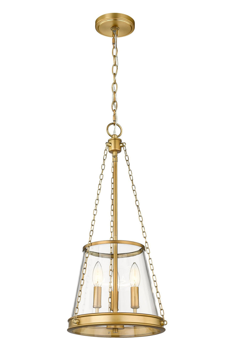 Prescott 3 Light 12" Pendant in Rubbed Brass