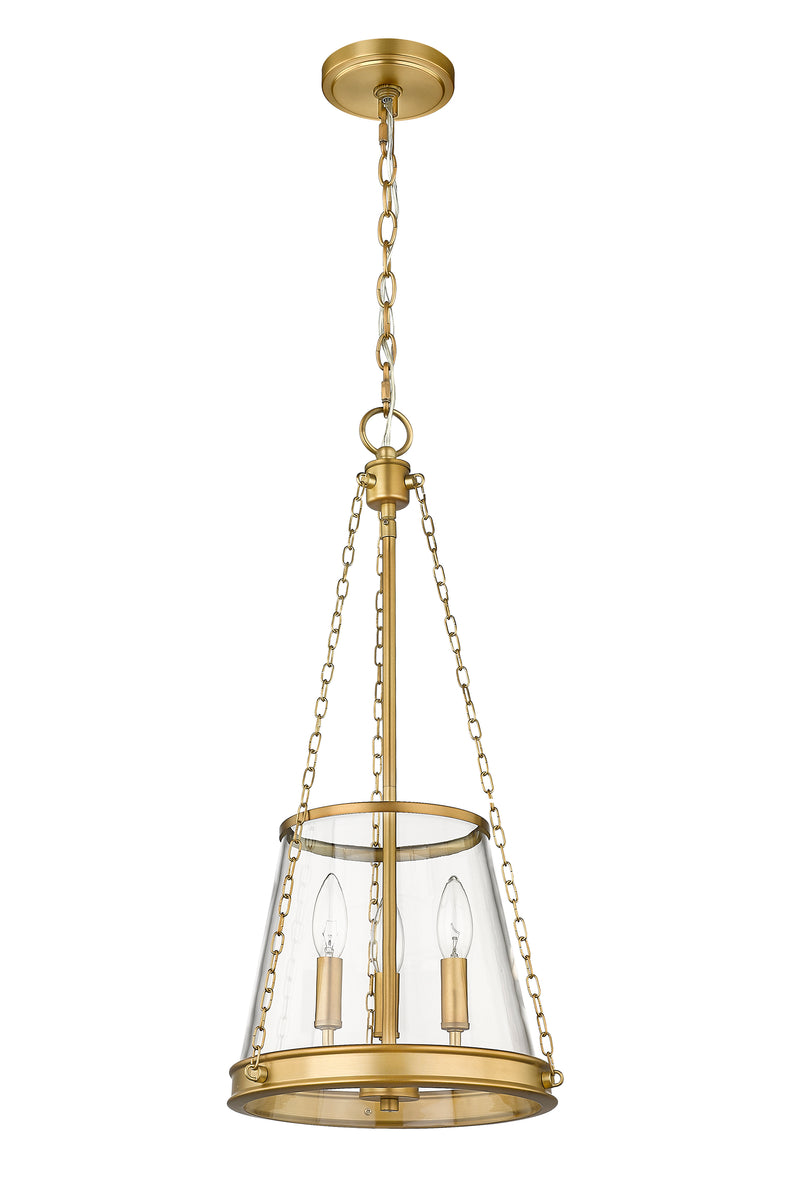 Prescott 3 Light 12" Pendant in Rubbed Brass