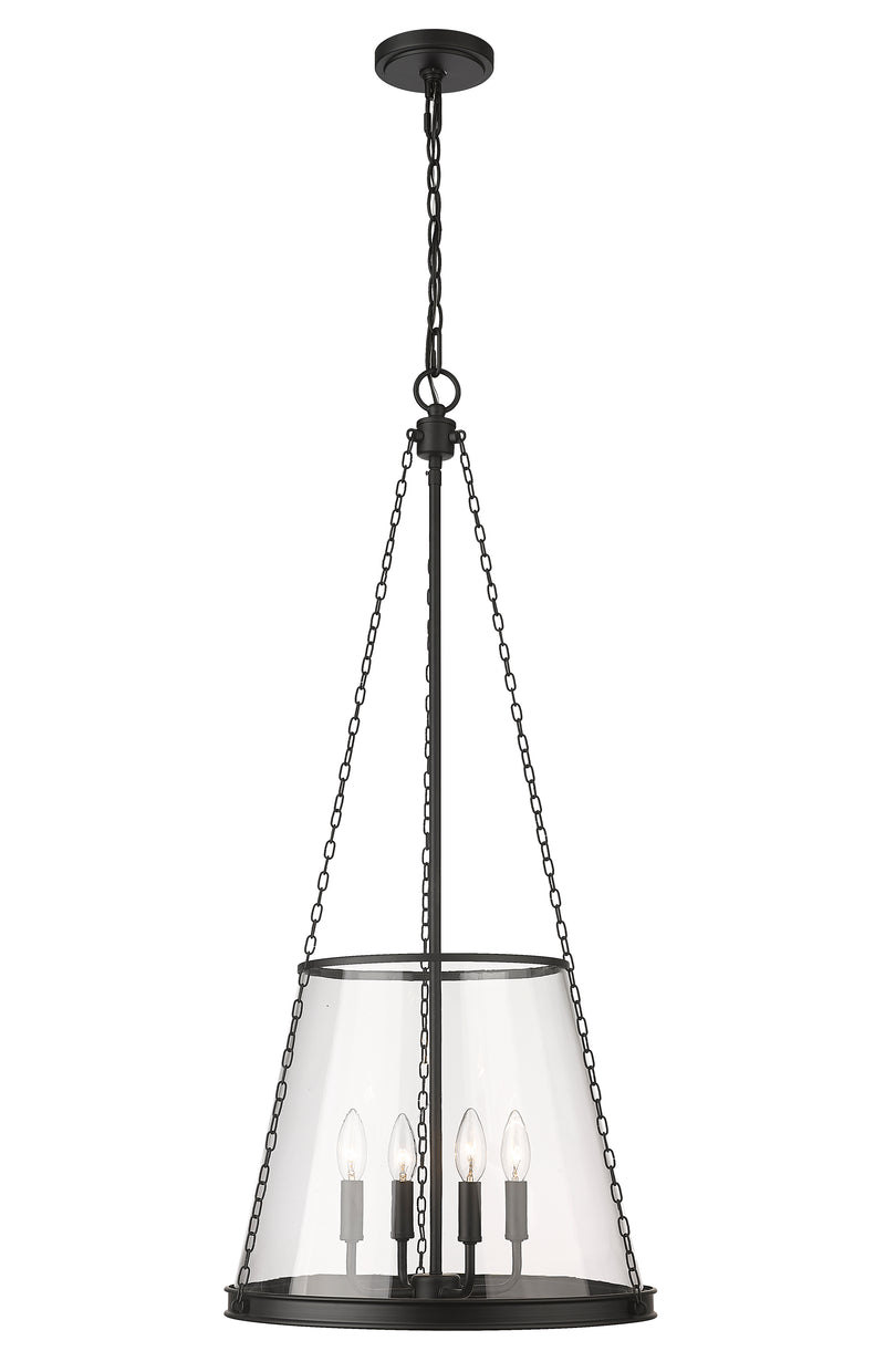 Prescott 4 Light 18" Pendant in Matte Black