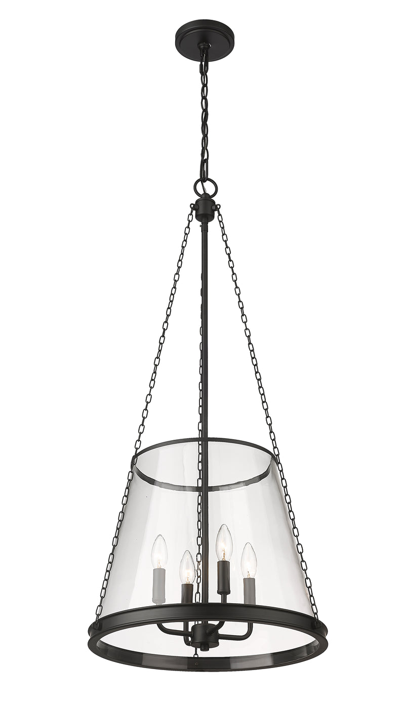Prescott 4 Light 18" Pendant in Matte Black
