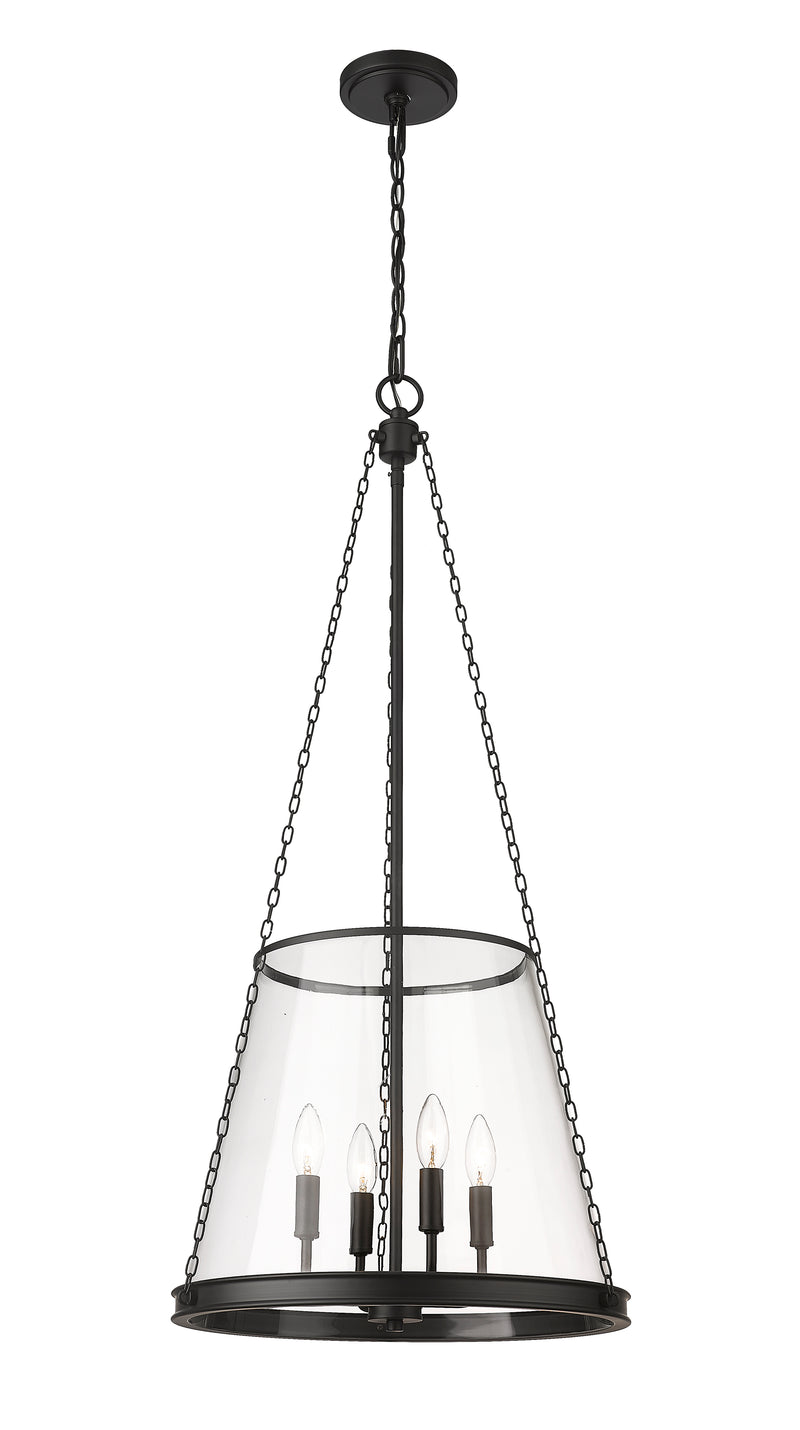 Prescott 4 Light 18" Pendant in Matte Black
