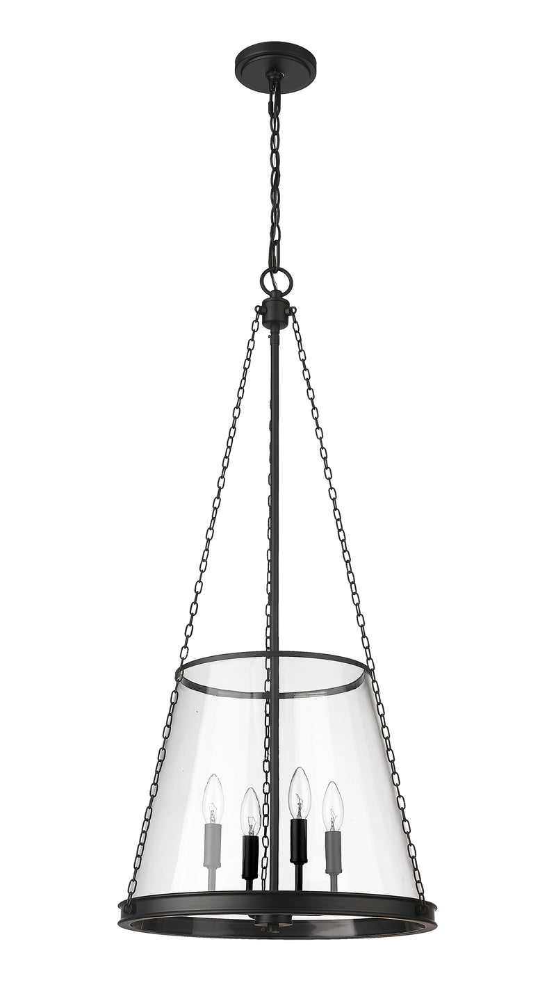 Prescott 4 Light 18" Pendant in Matte Black