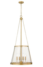 Prescott 4 Light 18" Pendant in Rubbed Brass