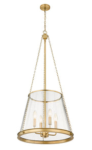 Prescott 4 Light 18" Pendant in Rubbed Brass