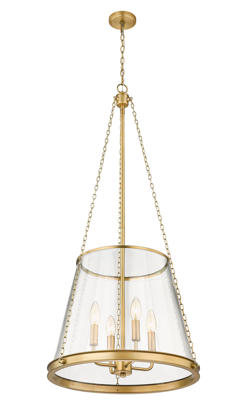 Prescott 4 Light 18" Pendant in Rubbed Brass