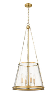 Prescott 4 Light 18" Pendant in Rubbed Brass
