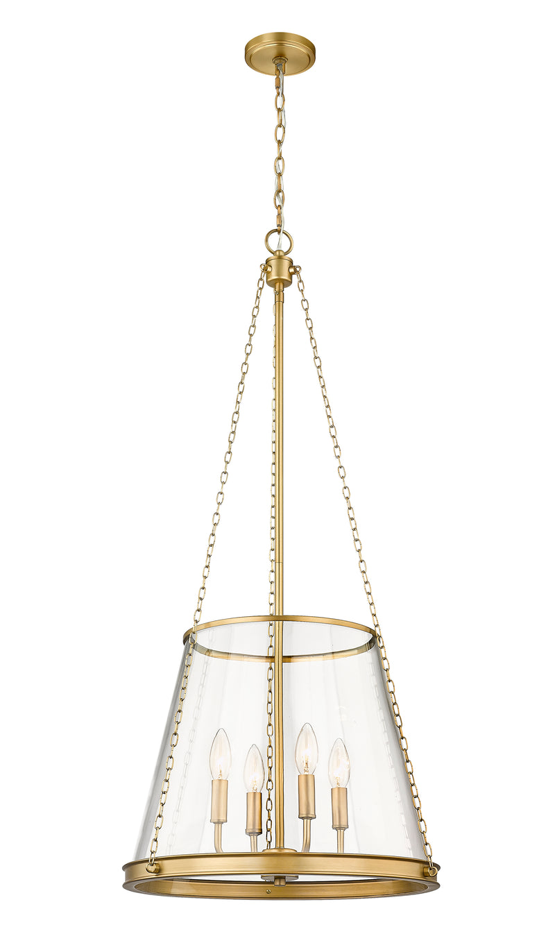 Prescott 4 Light 18" Pendant in Rubbed Brass